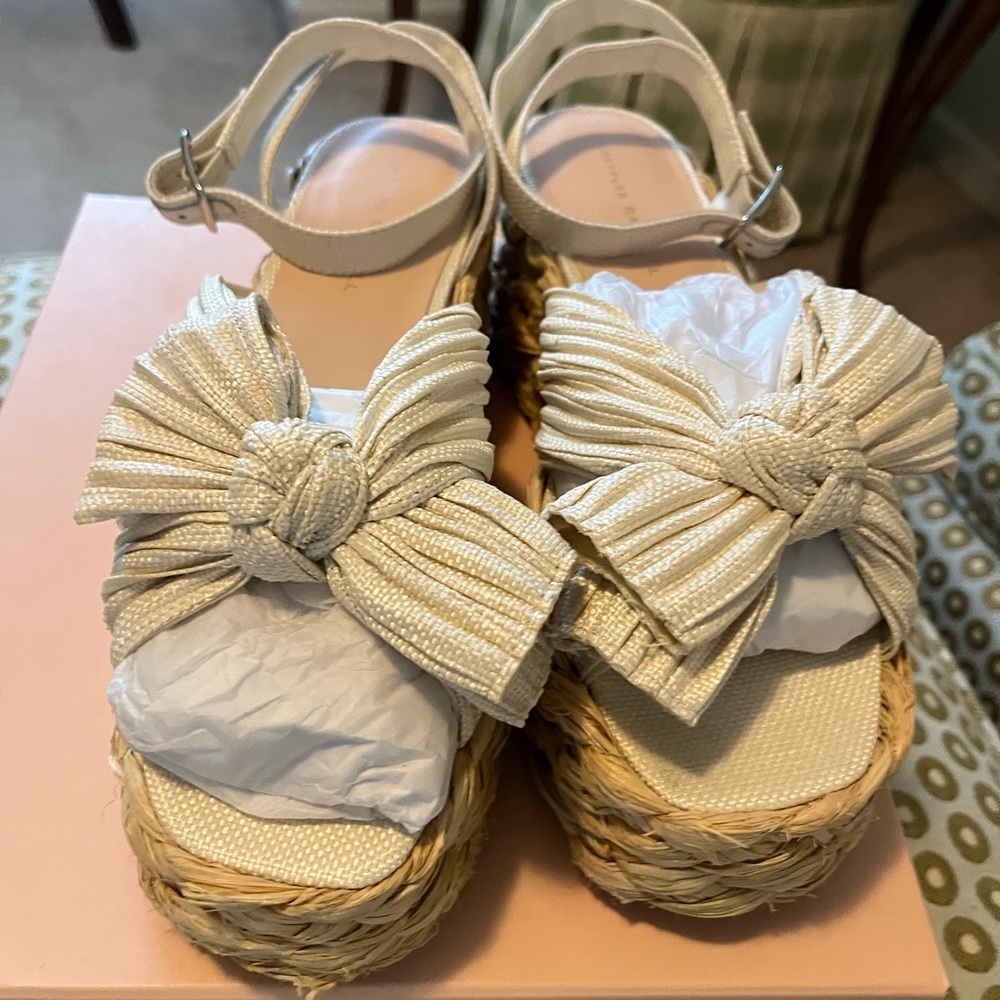 Loeffler Randall Natural WhiteBow detail Espadrille Sandals Excellent condition!